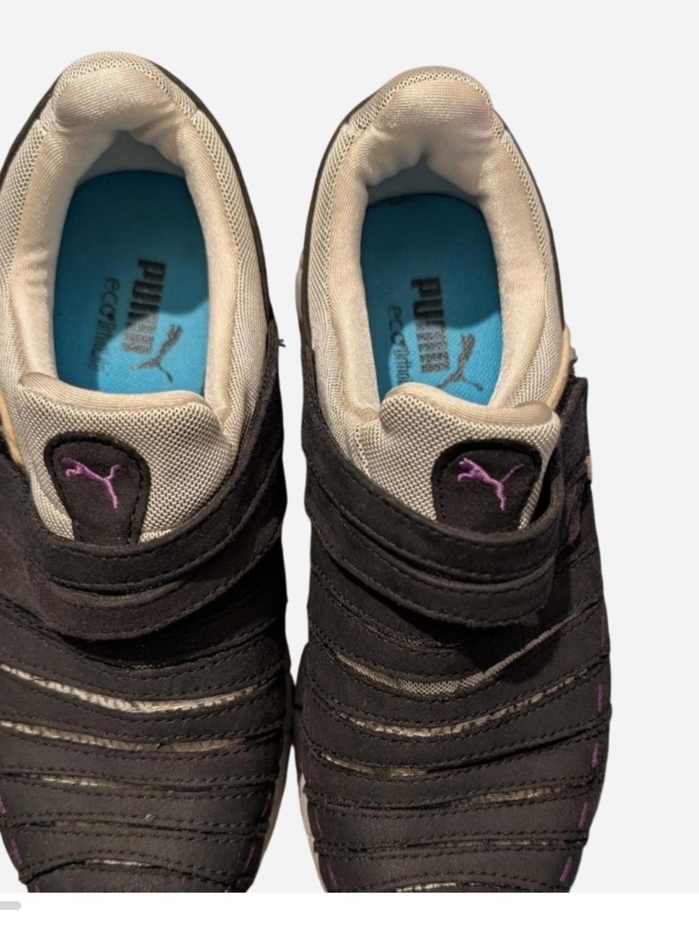 Puma women's Black and Gray Sneakers with Purple Puma Logo